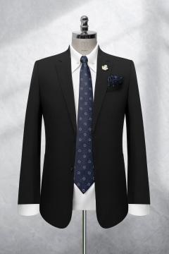 Bộ Suit Đen Gân Kẻ Vuông Modern Fit TGS357